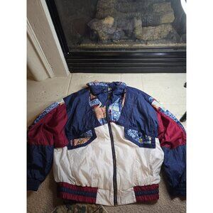 Vintage RE Sport Rivers Edge Multicolor Geometric Windbreaker Jacket Large